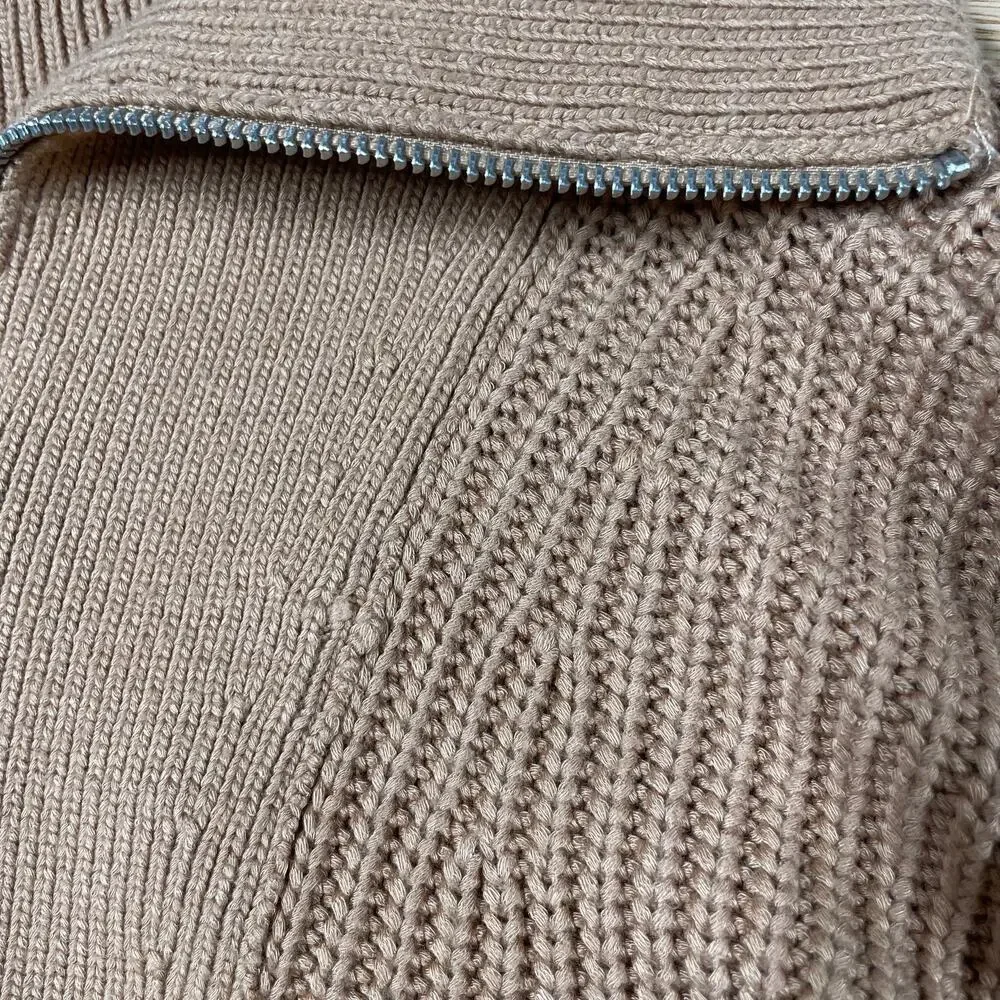 Staud Kirby Ribbed Knit Fitted Sweater Dress Size S Camel Brown Long Sleeve - Picture 6 of 13